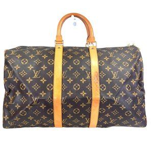 Authentic Louis Vuitton Travel Bag Boston Keepall 45 Monogram Used LV Handbag Vi
